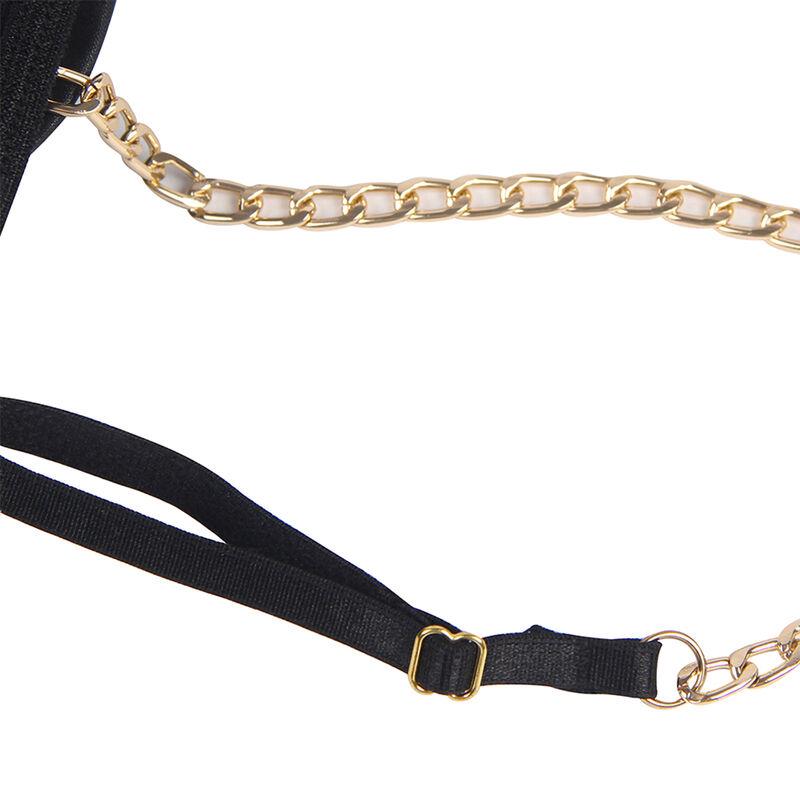 ČRN BODI S KOVINSKIMI TRAKOVI S/M