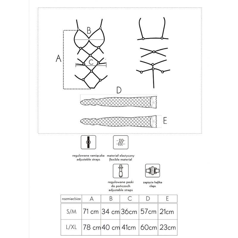 THIARA LC 20213 SET BODY + STOCKINGS BLACK S/M