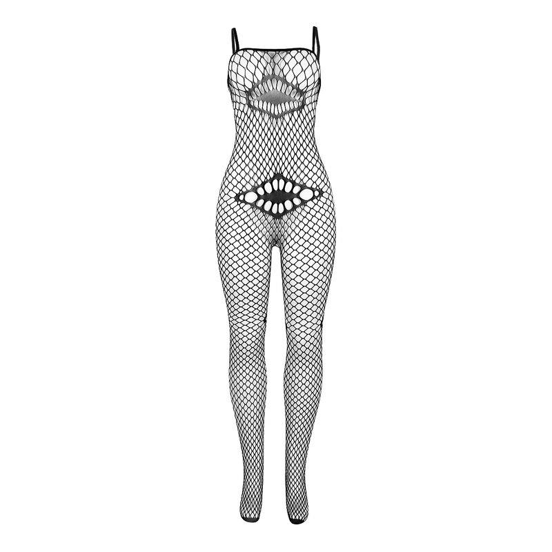 952112 FISHNET BODYSTOCKING WITH DETAILS ON THE CHEST AND BELLY BLACK ONE SIZE