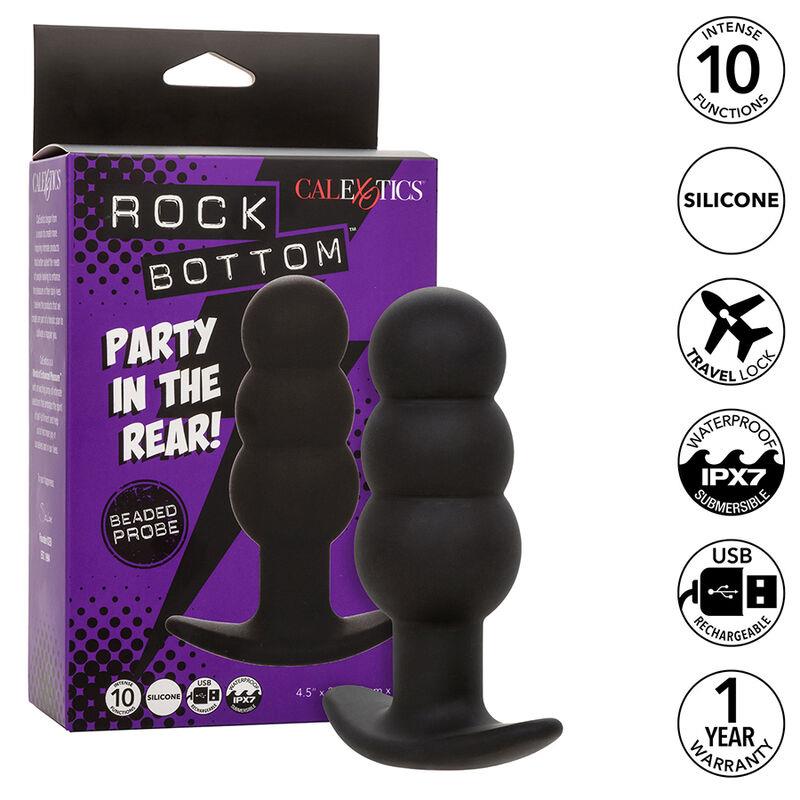 ROCK BOTTOM BEADED ANAL PLUG 10 VIBRATIONS SILICONE BLACK