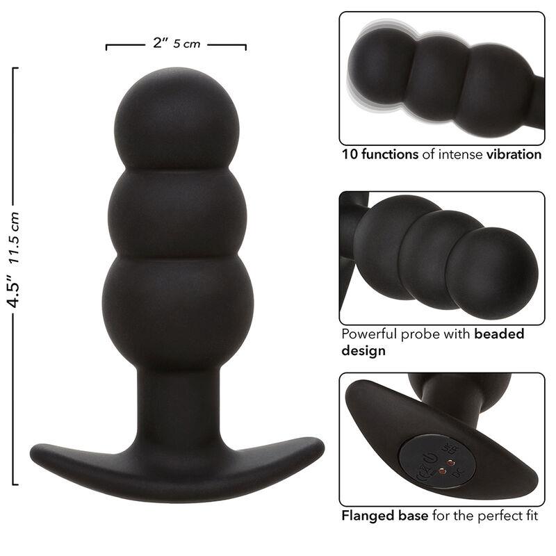 ROCK BOTTOM BEADED ANAL PLUG 10 VIBRATIONS SILICONE BLACK