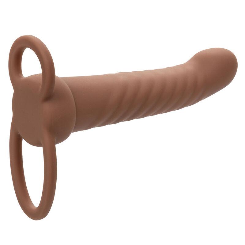 MAXX RIBBED DUAL PENETRATOR 10 VIBRATIONS BROWN