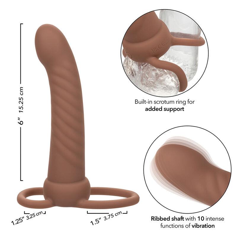 MAXX RIBBED DUAL PENETRATOR 10 VIBRATIONS BROWN