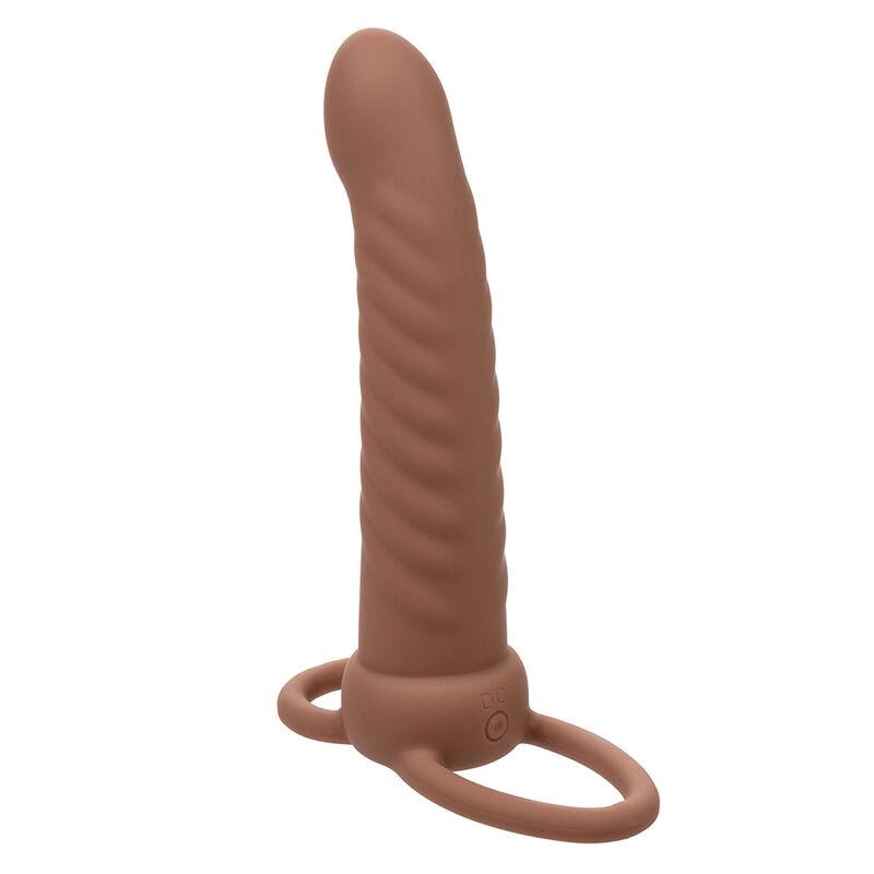 MAXX RIBBED DUAL PENETRATOR 10 VIBRATIONS BROWN