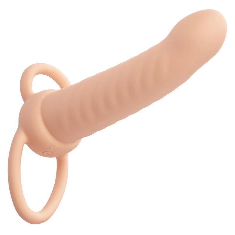 MAXX RIBBED DUAL PENETRATOR 10 VIBRATIONS FLESH