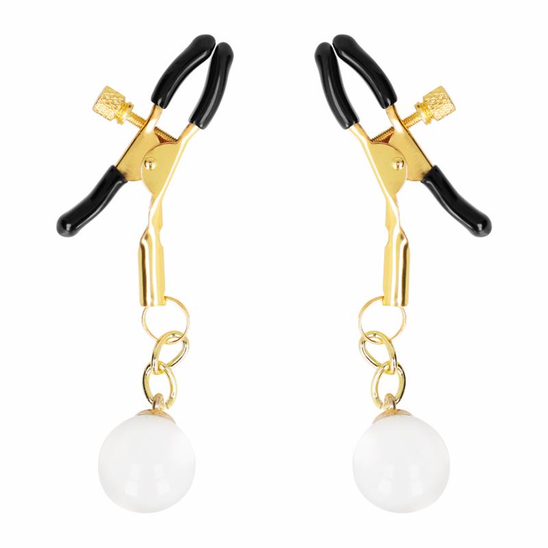 GLASS BEAD NIPPLE CLAMPS GOLD 6 CM