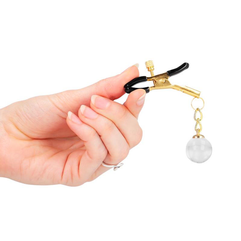 GLASS BEAD NIPPLE CLAMPS GOLD 6 CM