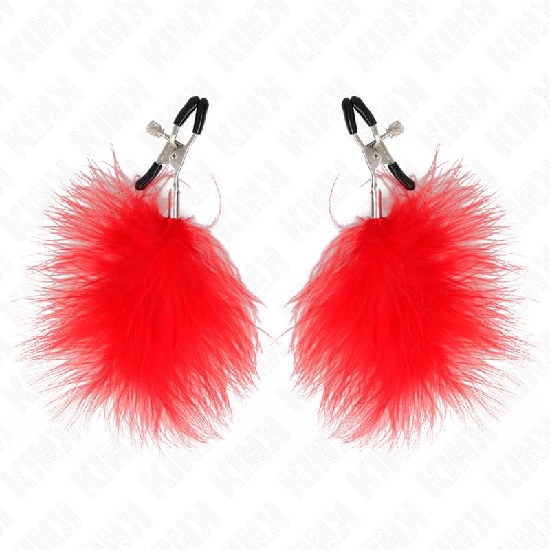 FEATHER NIPPLE CLAMP RED 7 CM