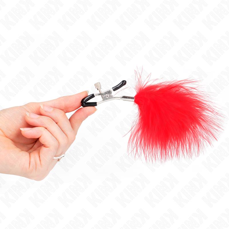 FEATHER NIPPLE CLAMP RED 7 CM