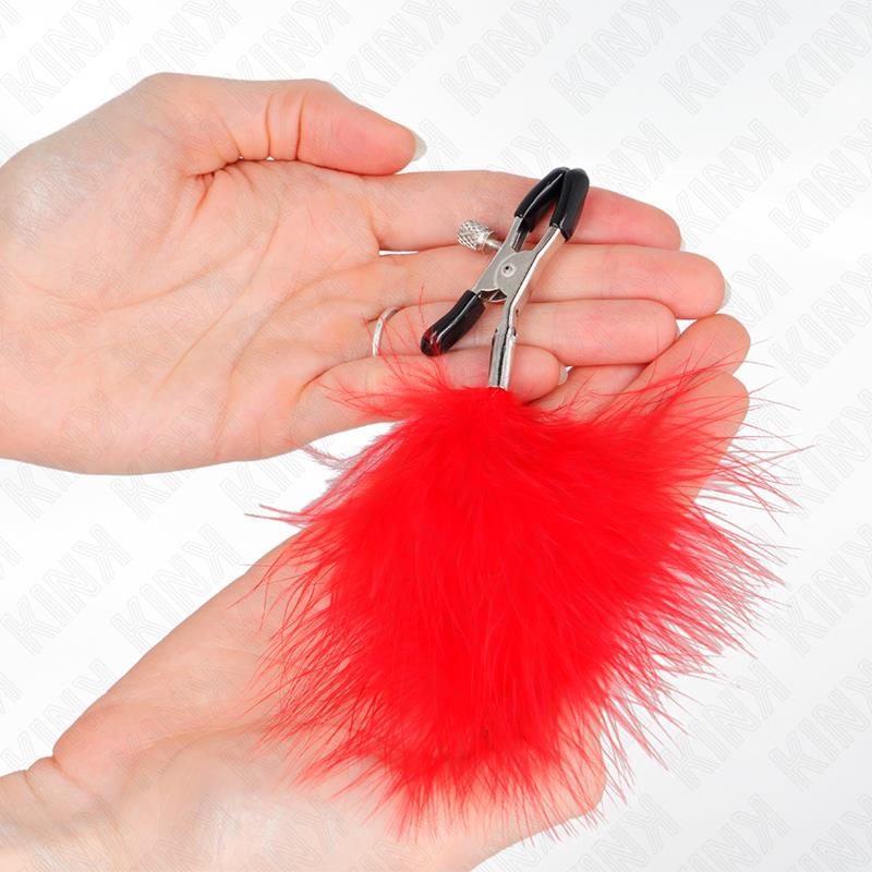 FEATHER NIPPLE CLAMP RED 7 CM