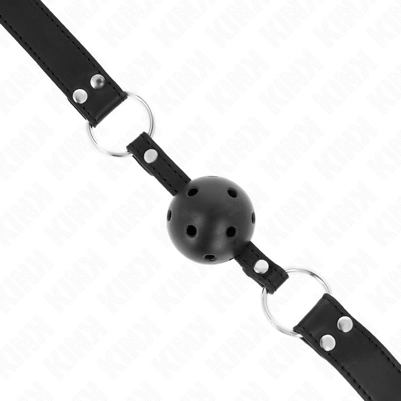 BREATHABLE BALL 4 CM GAG WITH DOUBLE RIVET MODEL 1 BLACK 62.5 x 2.5 CM ADJUSTABLE 42-58 CM