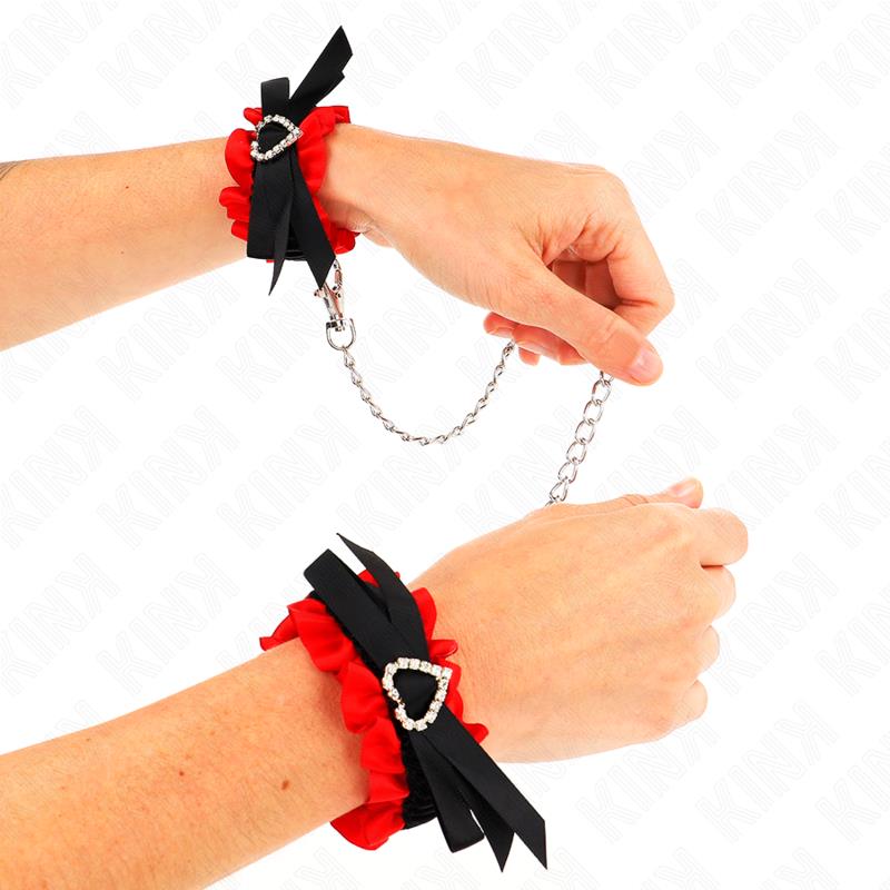 LACE ELASTIC WRIST RESTRAINTS RED HEART DETAILS ADJUSTABLE 22-35 CM