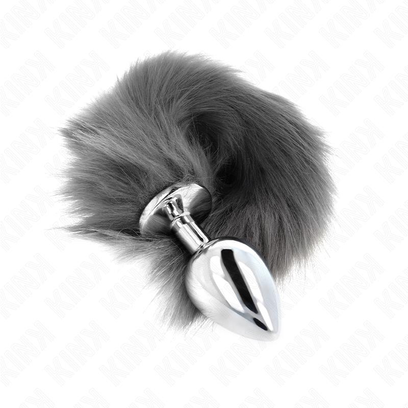 ANAL PLUG SIZE L 10 X 4 CM WITH SYNTHETIC TAIL 40 CM GREY AND WHITE