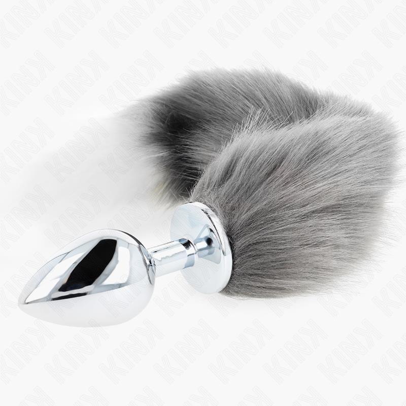 ANAL PLUG SIZE L 10 X 4 CM WITH SYNTHETIC TAIL 40 CM GREY AND WHITE