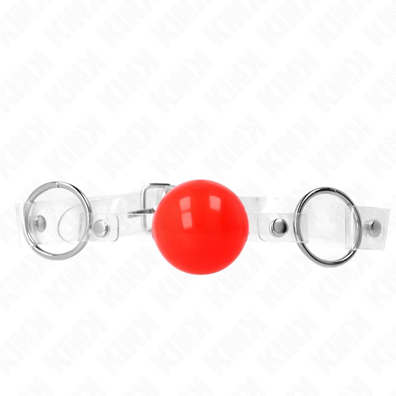 RED TRANSPARENT PVC BALL 4 CM GAG ADJUSTABLE
