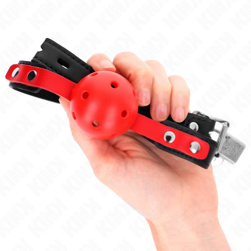 RED HOLLOW HARD BALL 4 CM GAG BLACK STRAP 60 x 2 CM ADJUSTABLE 37-52 CM