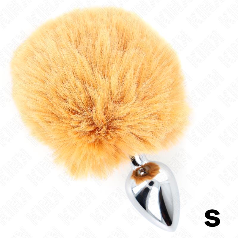 STAINLESS STEEL PLUG 7 x 3 CM WITH BEIGE FAUX FUR RABBIT TAIL 8 CM