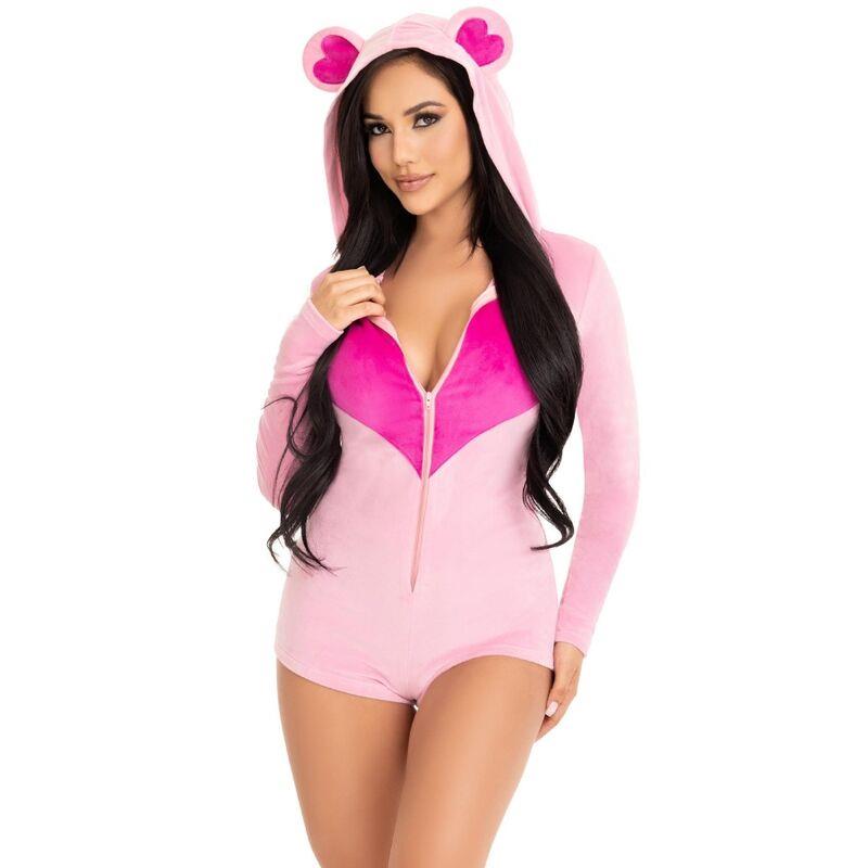 TEDDY BEAR VELVET BODYSUIT PINK S