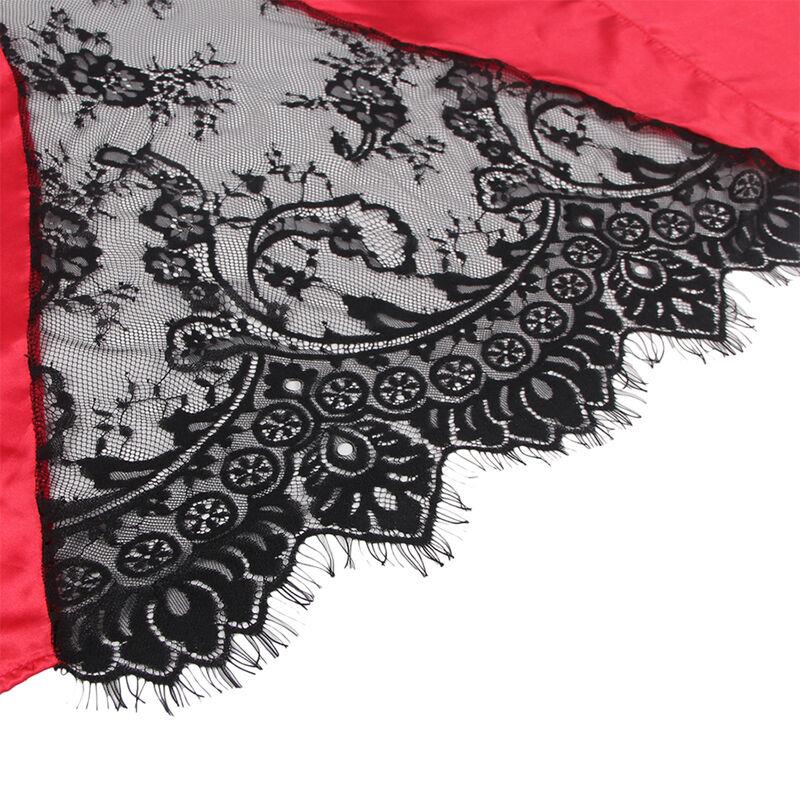 954024 LACE SHEER BACK CAMISOLE + THONG RED/BLACK L/XL