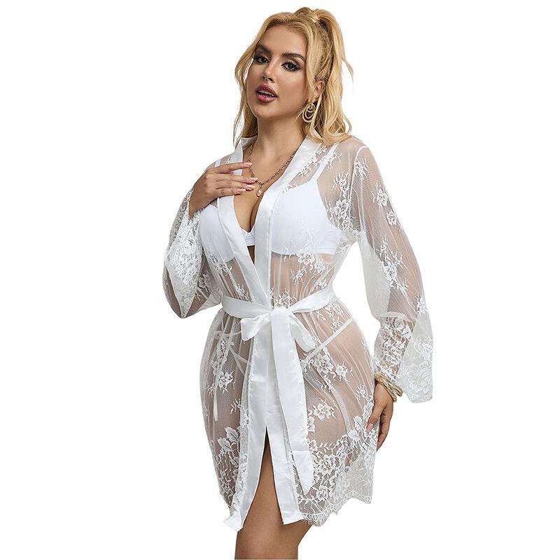 954369 LONG SLEEVE NIGHTGOWN WITH FLORAL DESIGN WHITE S/M