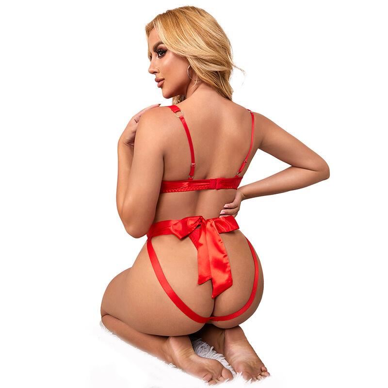 954468 SEXY OPENWORK BODY WITH BOW RED S/M
