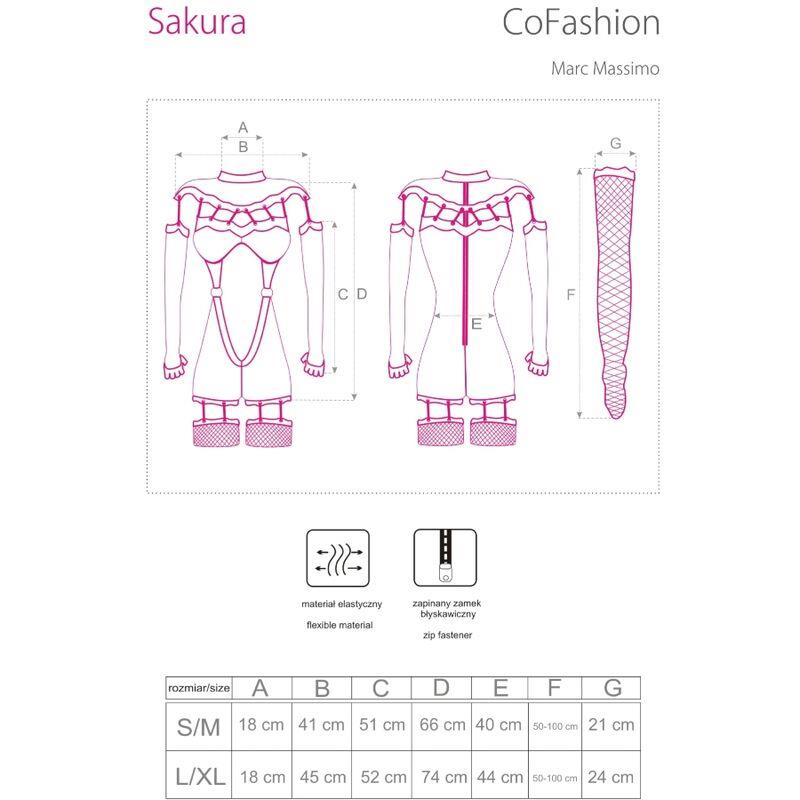 SAKURA CF 90357 JUMPSUIT + DUGE RUKAVICE + POJAS ZA ČARAPE CRNI S/M