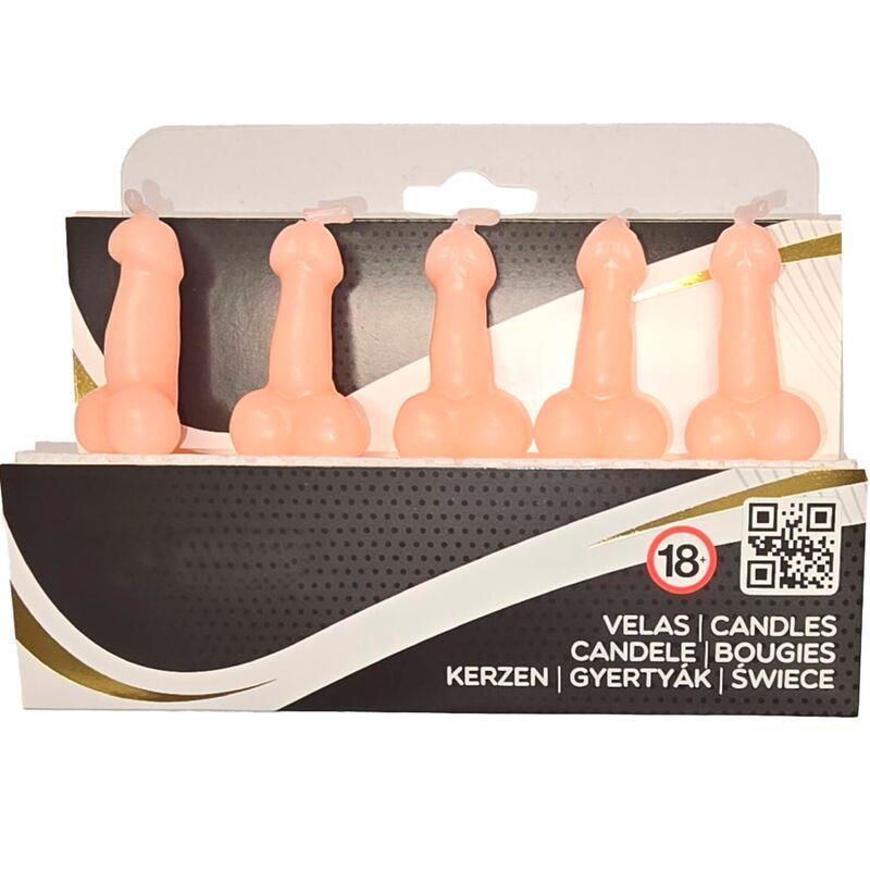 BOX OF 5 FLESH PENIS-SHAPED CANDLES