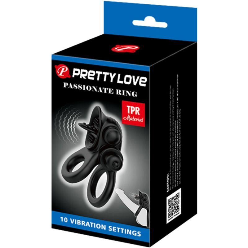 PASSIONATE RING DOUBLE VIBRATING RING + CLITORIS STIMULATOR BLACK