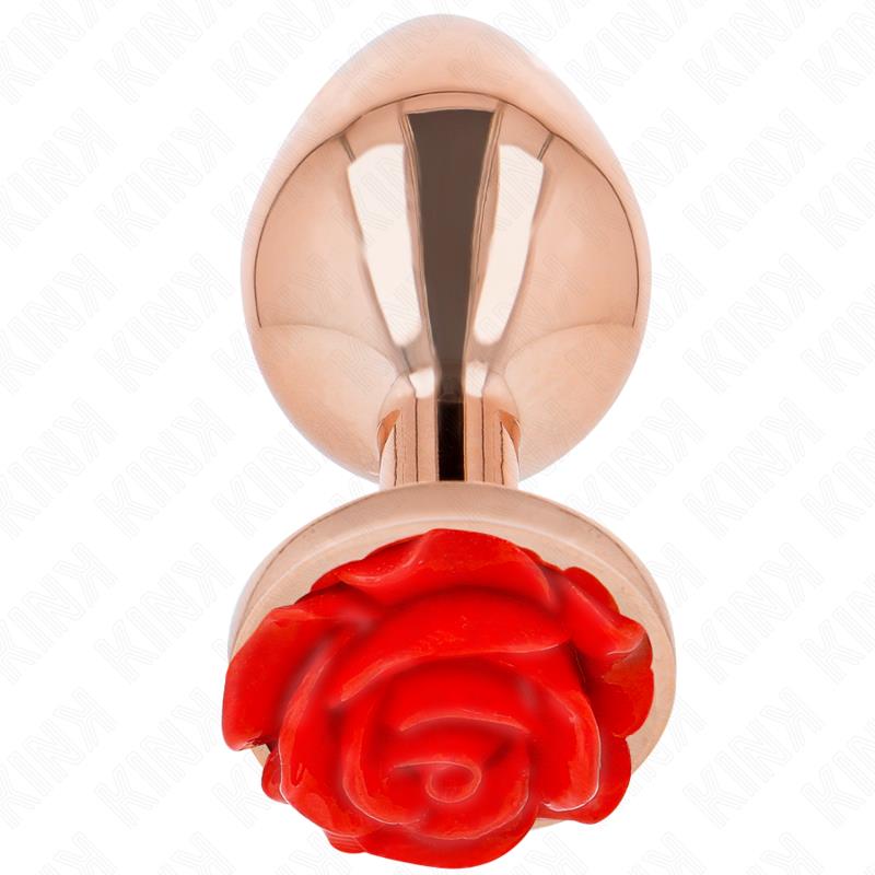 PINK GOLD ANAL PLUG WITH RED ROSE L