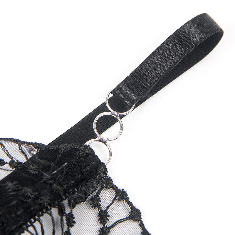 955212 TRANSPARENT BODYSUIT WITH BLACK HOLLOW LACE S/M