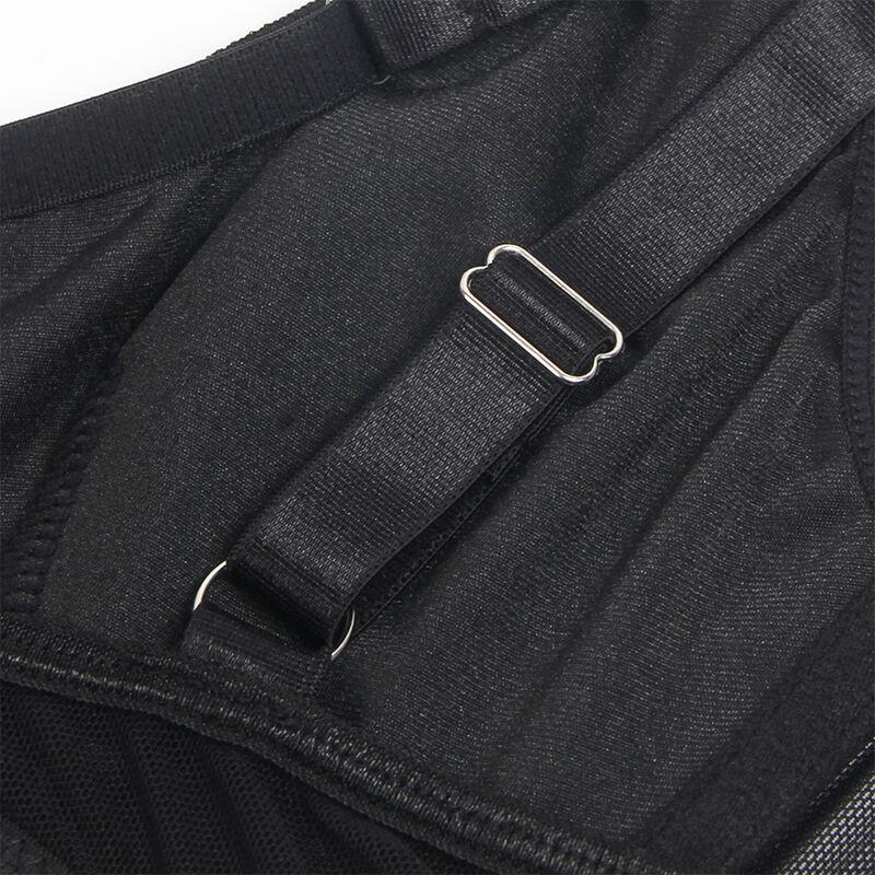 955236 BLACK BONDAGE BRA WITH GARTER SET S/M