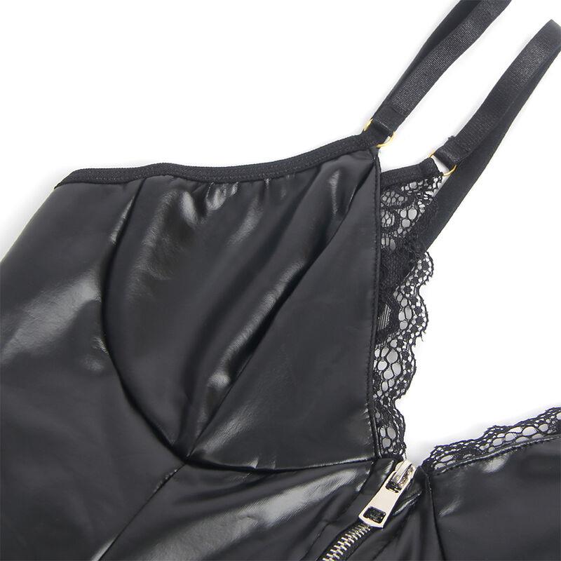955458 BLACK LEATHER ZIPPER BODY S/M