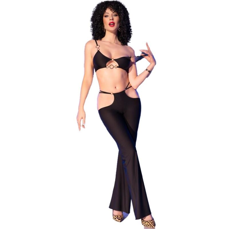 CR 4851 BLACK TOP AND LEGGINGS SET WITH GOLDEN ACCESSORIES S