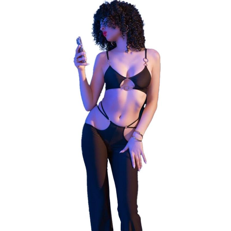 CR 4851 BLACK TOP AND LEGGINGS SET WITH GOLDEN ACCESSORIES S