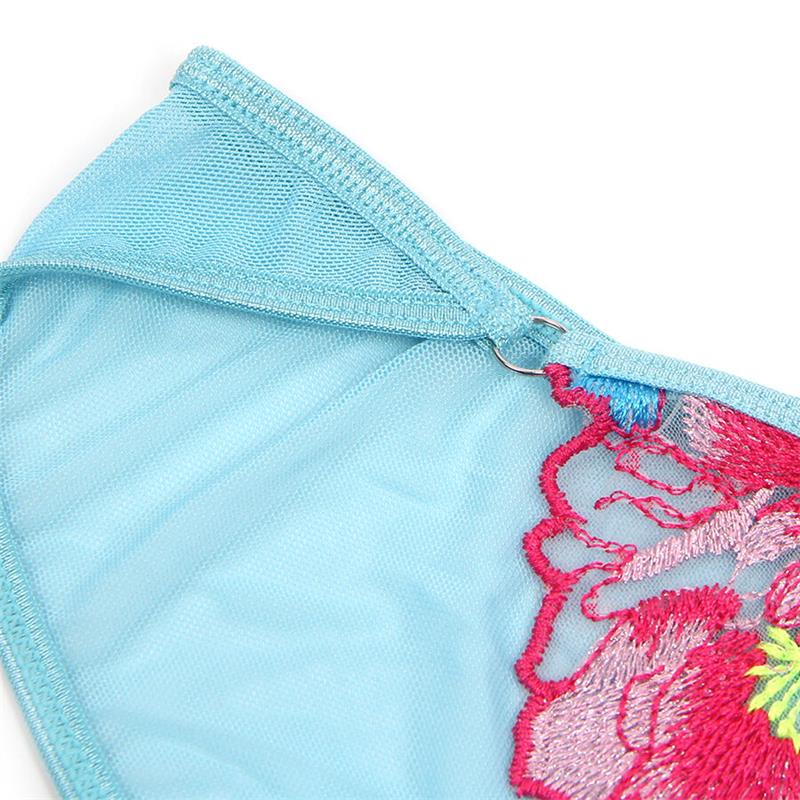 957643 KOMPLET BRA IN PODVEZICE Z VEZENJEM CVETOV ROZA S/M