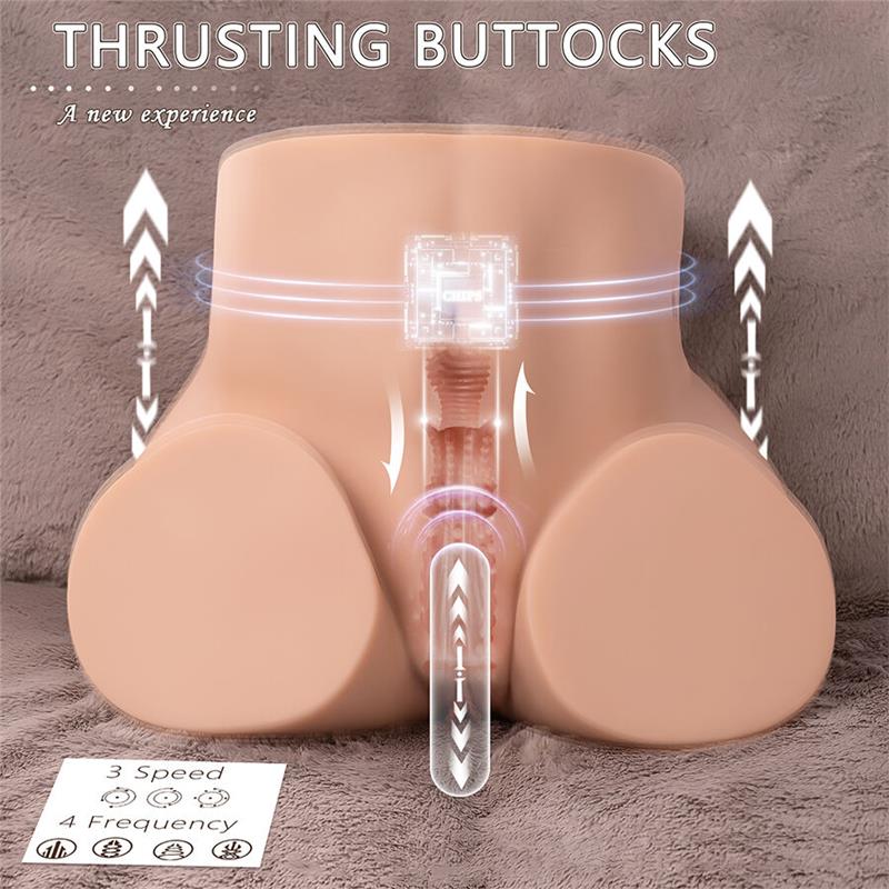 ETHEL THRUSTING REALISTIC VAGINA MASTURBATOR WITH MULTI-POSITION VIBRATION