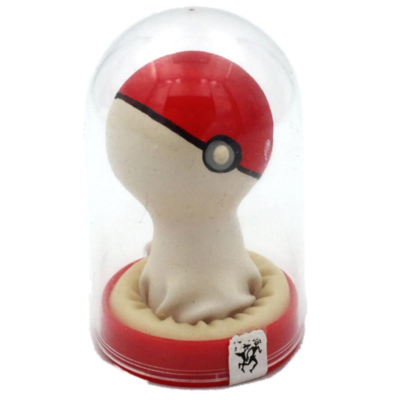 HANDPAINTED NOVELTY CONDOMS POKEBALL RED-WHITE
