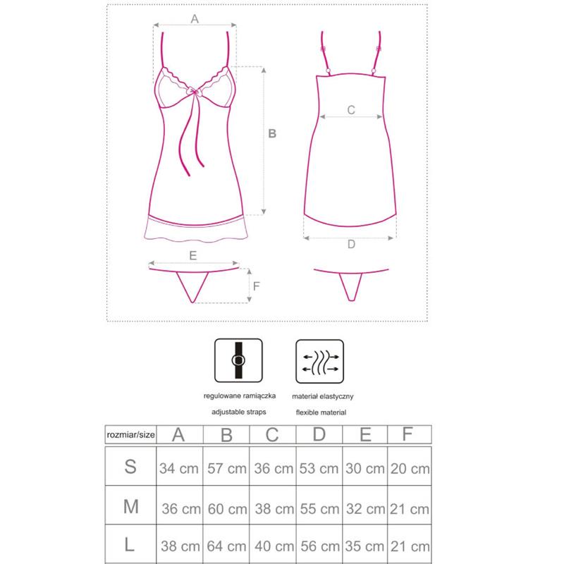 LUISE 1710 BABYDOLL + THONG BLACK S