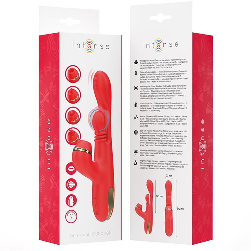 KATY MULTIFUNCTION CLITORIS STIMULATOR 4 INTERCHANGEABLE HEADS RED