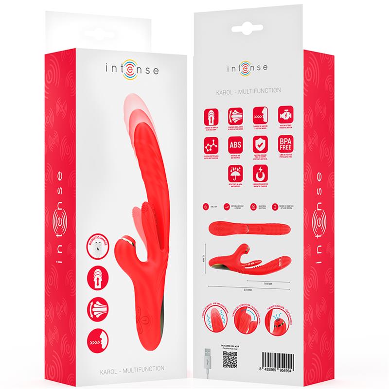KAROL MULTIFUNCTION VIBRATOR THRUST & STIMULATION & STIMULATING WAVES RED