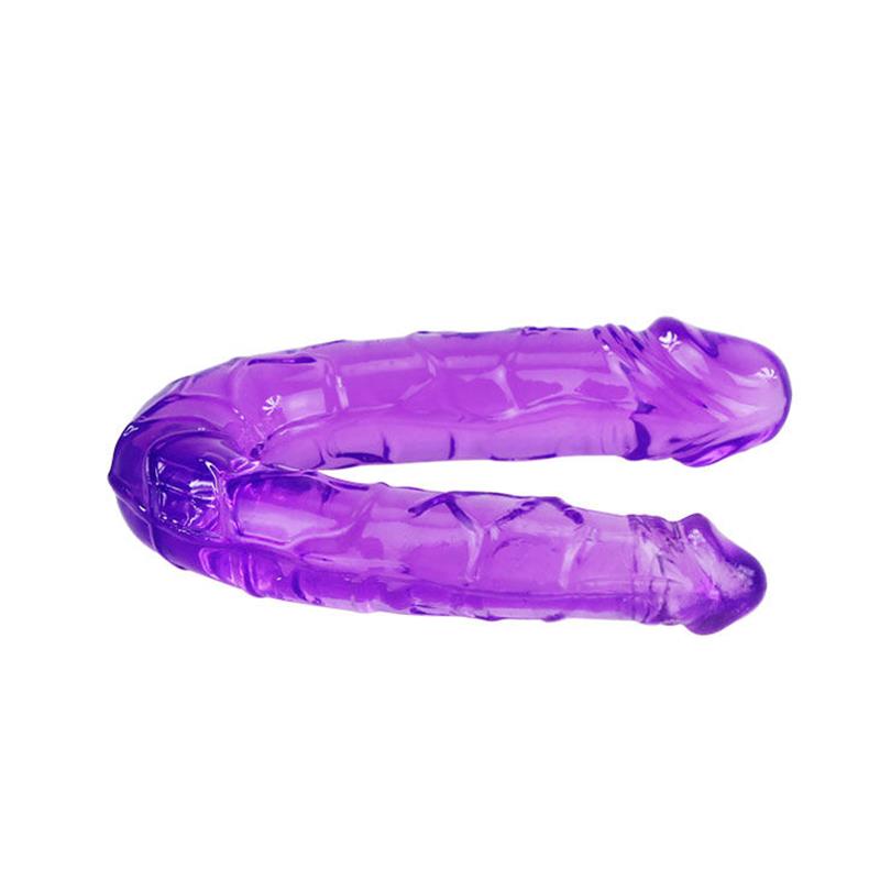 DVOJNI DILDO V LILA FLEKSIBILNI JELLY