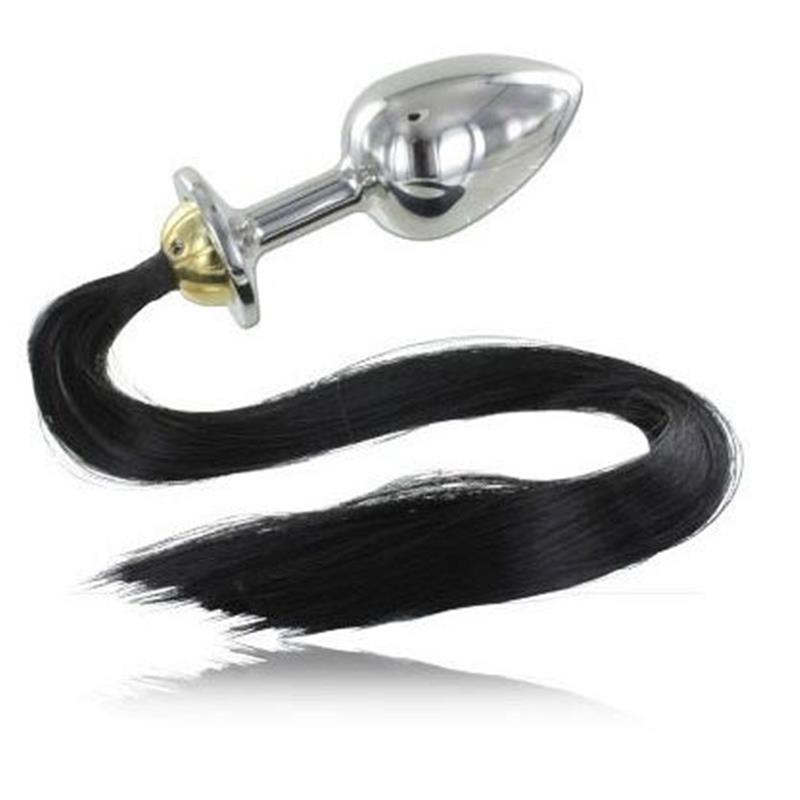 STEEL ANAL PLUG WITH TAIL 8.89CM