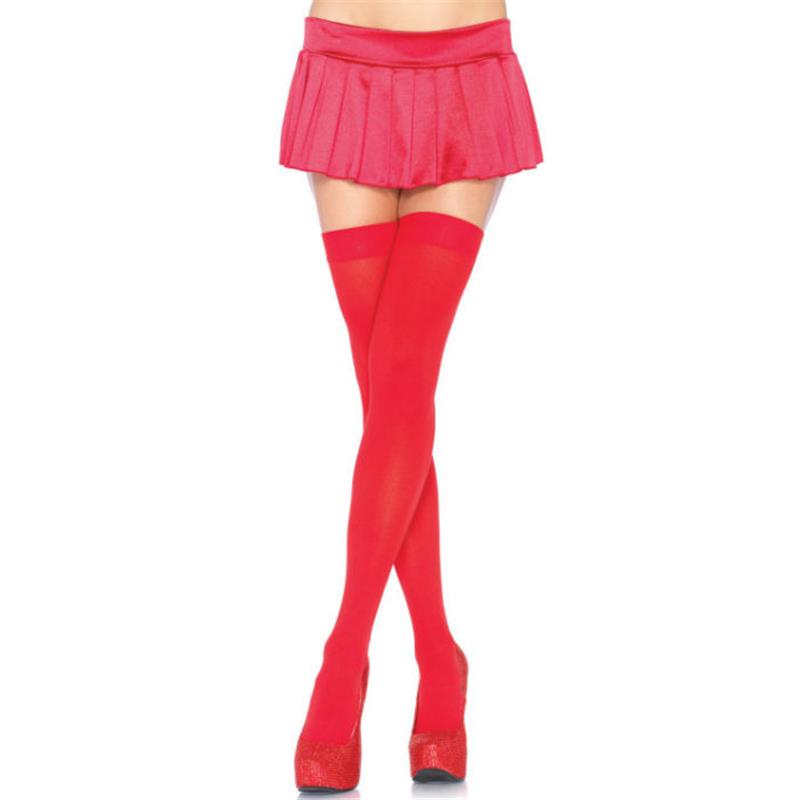 NYLON THIGH HIGHS RED