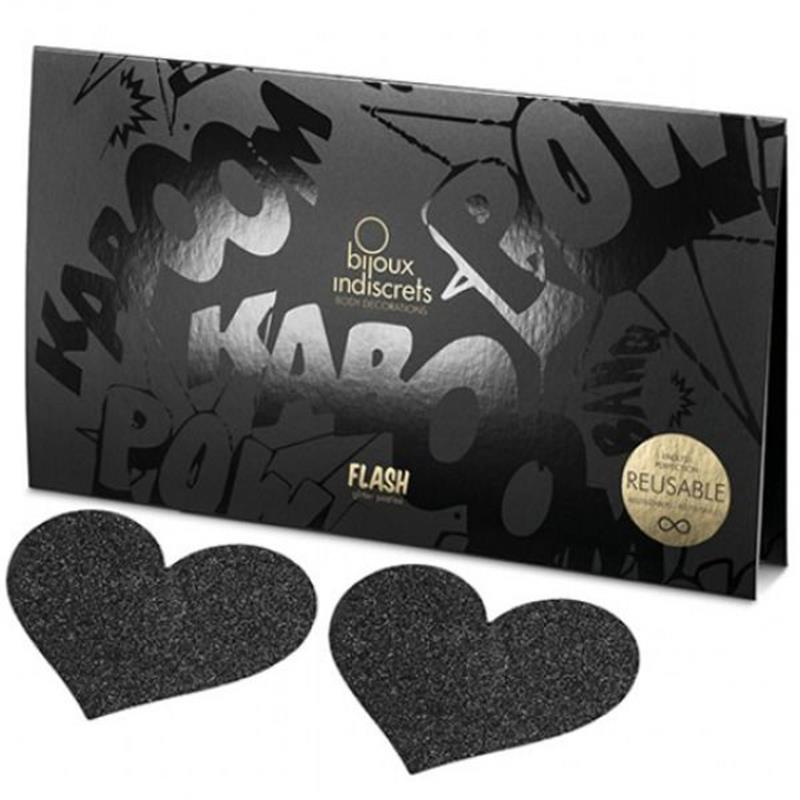 INDISCRETS FLASH BLACK HEART NIPPLE CUTS