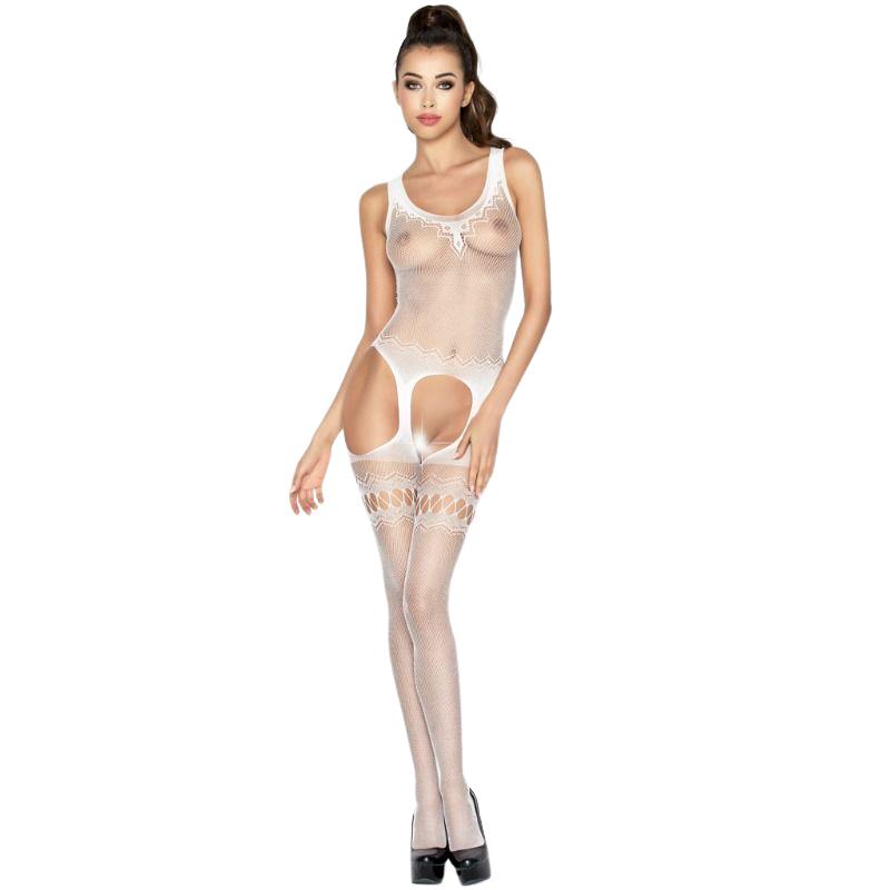 WOMAN BS038 WHITE BODYSTOCKING ONE SIZE