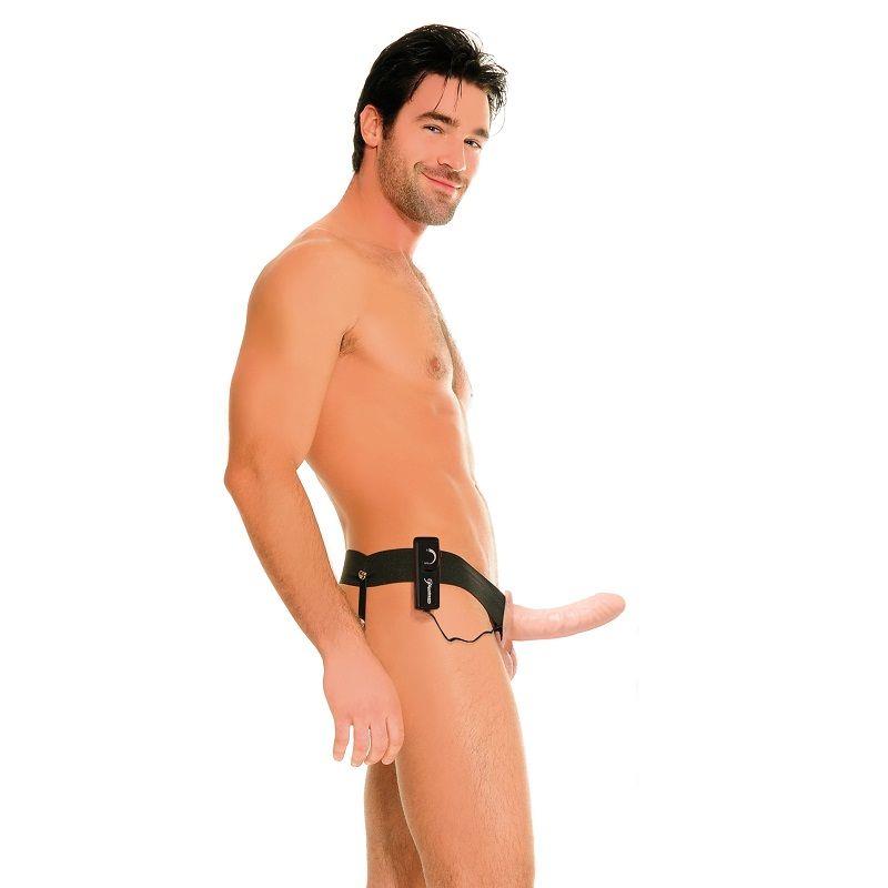 HOLLOW VIBRATOR HARNESS FOR HIM AND HER NATURAL 14CM