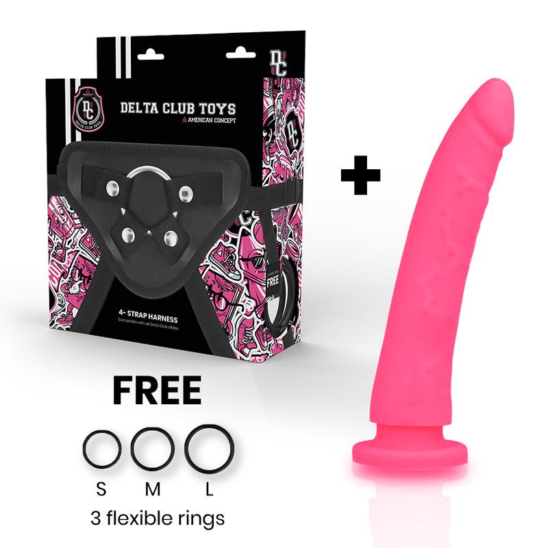 TOYS HARNESS + DONG PINK SILICONE 17 CM -O- 3 CM